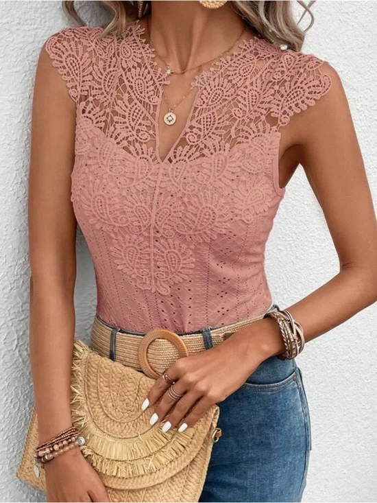Lace-Detail Sleeveless Bodysuit in Dusty Rose
NWOT never worn - Picture 1 of 5